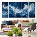 Abstract Ocean Storm Wall Art Canvas Print – Deep Blue White