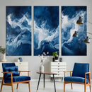 Abstract Ocean Storm Wall Art Canvas Print – Deep Blue White