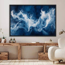 Abstract Ocean Storm Wall Art Canvas Print – Deep Blue White