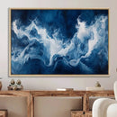 Abstract Ocean Storm Wall Art Canvas Print – Deep Blue White