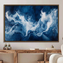 Abstract Ocean Storm Wall Art Canvas Print – Deep Blue White