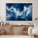 Abstract Ocean Storm Wall Art Canvas Print – Deep Blue White