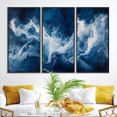 Abstract Ocean Storm Wall Art Canvas Print – Deep Blue White