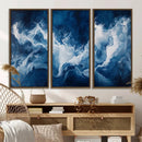 Abstract Ocean Storm Wall Art Canvas Print – Deep Blue White