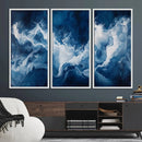 Abstract Ocean Storm Wall Art Canvas Print – Deep Blue White