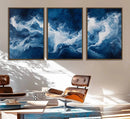 Abstract Ocean Storm Wall Art Canvas Print – Deep Blue White