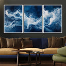 Abstract Ocean Storm Wall Art Canvas Print – Deep Blue White
