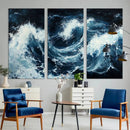 Abstract Ocean Waves Wall Art Canvas Print – Dynamic Stormy