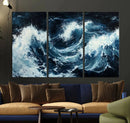 Abstract Ocean Waves Wall Art Canvas Print – Dynamic Stormy