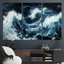 Abstract Ocean Waves Wall Art Canvas Print – Dynamic Stormy
