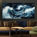 Abstract Ocean Waves Wall Art Canvas Print – Dynamic Stormy