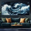 Abstract Ocean Waves Wall Art Canvas Print – Dynamic Stormy