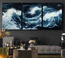 Abstract Ocean Waves Wall Art Canvas Print – Dynamic Stormy