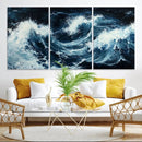 Abstract Ocean Waves Wall Art Canvas Print – Dynamic Stormy