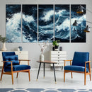 Abstract Ocean Waves Wall Art Canvas Print – Dynamic Stormy