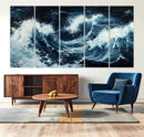 Abstract Ocean Waves Wall Art Canvas Print – Dynamic Stormy