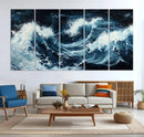 Abstract Ocean Waves Wall Art Canvas Print – Dynamic Stormy