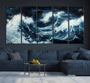 Abstract Ocean Waves Wall Art Canvas Print – Dynamic Stormy