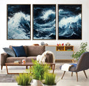 Abstract Ocean Waves Wall Art Canvas Print – Dynamic Stormy