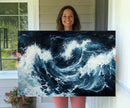 Abstract Ocean Waves Wall Art Canvas Print – Dynamic Stormy