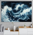 Abstract Ocean Waves Wall Art Canvas Print – Dynamic Stormy