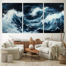 Abstract Ocean Waves Wall Art Canvas Print – Dynamic Stormy