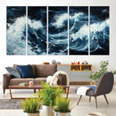 Abstract Ocean Waves Wall Art Canvas Print – Dynamic Stormy
