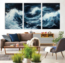 Abstract Ocean Waves Wall Art Canvas Print – Dynamic Stormy