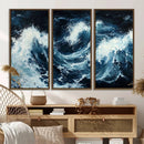 Abstract Ocean Waves Wall Art Canvas Print – Dynamic Stormy