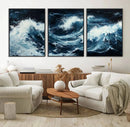Abstract Ocean Waves Wall Art Canvas Print – Dynamic Stormy