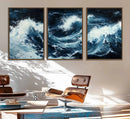 Abstract Ocean Waves Wall Art Canvas Print – Dynamic Stormy