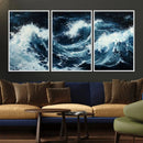 Abstract Ocean Waves Wall Art Canvas Print – Dynamic Stormy