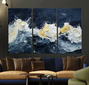 Abstract Ocean Waves Wall Art Canvas Print – Framed Blue