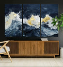 Abstract Ocean Waves Wall Art Canvas Print – Framed Blue