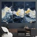 Abstract Ocean Waves Wall Art Canvas Print – Framed Blue
