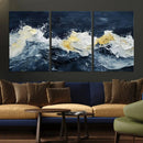 Abstract Ocean Waves Wall Art Canvas Print – Framed Blue