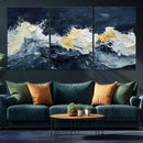 Abstract Ocean Waves Wall Art Canvas Print – Framed Blue