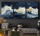 Abstract Ocean Waves Wall Art Canvas Print – Framed Blue