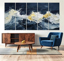 Abstract Ocean Waves Wall Art Canvas Print – Framed Blue