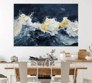 Abstract Ocean Waves Wall Art Canvas Print – Framed Blue