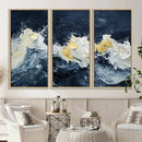 Abstract Ocean Waves Wall Art Canvas Print – Framed Blue