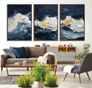 Abstract Ocean Waves Wall Art Canvas Print – Framed Blue