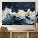 Abstract Ocean Waves Wall Art Canvas Print – Framed Blue