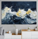 Abstract Ocean Waves Wall Art Canvas Print – Framed Blue