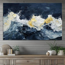 Abstract Ocean Waves Wall Art Canvas Print – Framed Blue