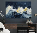 Abstract Ocean Waves Wall Art Canvas Print – Framed Blue