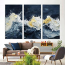 Abstract Ocean Waves Wall Art Canvas Print – Framed Blue