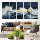 Abstract Ocean Waves Wall Art Canvas Print – Framed Blue