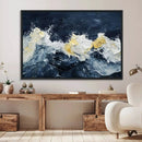 Abstract Ocean Waves Wall Art Canvas Print – Framed Blue
