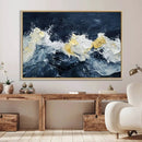 Abstract Ocean Waves Wall Art Canvas Print – Framed Blue